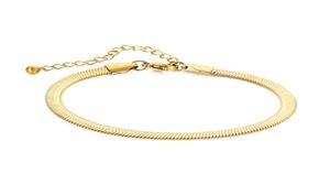 Bracelet d'empilement à chaîne plate pour femmes Bracelet de chaîne carrée carrée plate à l'or