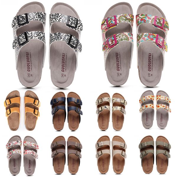 Sandalias de damas de cuero de diseño plano Zapatos de verano Mujeres Mujeres Sli 94
