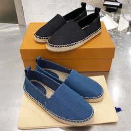 Platte Espadrilles Casual Schoenen Designer Sneaker Dames Strandschoenen Canvas Espadrille Sandaal Denim Met Doos 513