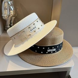 Flat Hat Designer Dames Straw Hat Fashion Jazz Wide-riem hoed Hoge kwaliteit heren zonnebrandcrème