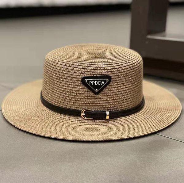 Sombrero plano Sombrero de paja de diseñador para mujer Sombrero de ala ancha de jazz de moda Protector solar de alta calidad para hombres