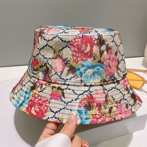 Sombrero plano Diseñadores Sombreros de cubo para mujer Hombre Moda Estampado de flores Gorras de béisbol Verano Sombreros para el sol al aire libre Marca de lujo Gorra de bola