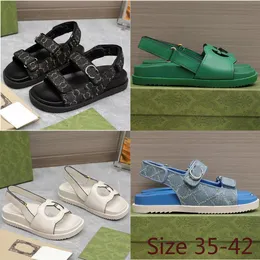 Platte hak luxe designer sandalen vrouwen casual glijbanen sandaalleer lederpijpen modieuze strandschoenen klassieke enkelband dik opgeloste reisschoenen