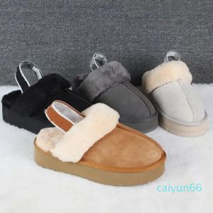 Talon plat spot pantoufles chaudes en peluche vêtements d'extérieur pour femmes chaussures fond épais en gros neige coton bottes noir châtaigne gris sable