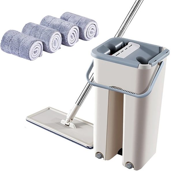 Fregona plana con cubo 6PCS Reemplazo Mop Cloth Magic Floor Cleaning Squeeze Flat Mops HomeKitchen Herramientas de limpieza de pisos 19OCT8 T200612