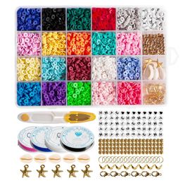 Platte ronde charme polymeerklei kraal set box voor Boheemse armband sieraden maken bulk DIY accessoires losse spacer slice kraal Kit 231229