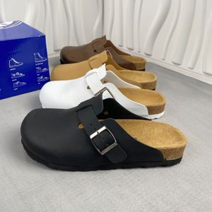 Platte sandalen vrouwen comfortabel 100% echt leren vrouwen sandalen mannen schoenen slippers unisex met goede prijs