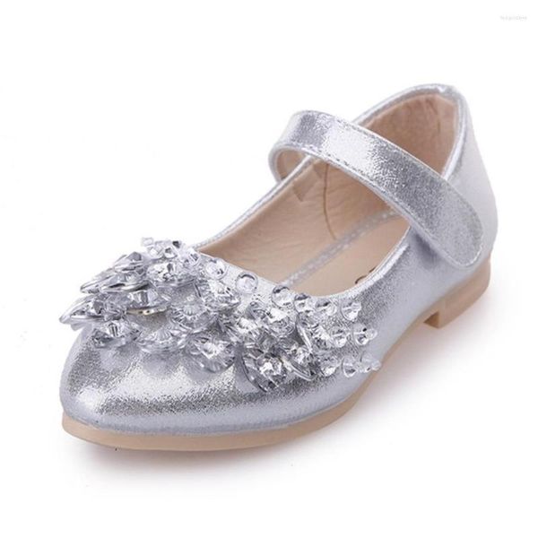 Chaussures plates 2022 enfants strass brillant enfants princesse pour bébé filles fête et mariage or argent rose 2-14