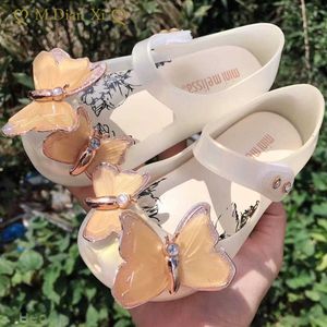 Chaussures plates 2022 Nouveaux enfants Sparkle Butterfly Jelly Original Mini Melissa Princess Beach Sandales Filles Mode PVC Sequin Chaussures P230314