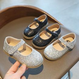 Platte Schoenen 2023 Lente Meisjes Prinses Zilver Bling Mary Jane Platform Zwarte Jurk Voor Kinderen Flats Baby Kinderen Herfst