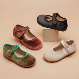 Flat Shoes Baby Girl Shoes Vintage Velvet Girls Casual Shoes Soft Flats Children Kids Teutlers Comfortabele dans Mary Janes Loafers WX5.28
