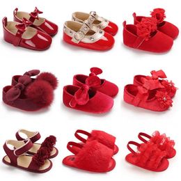 Chaussures plates chaussures bébé mignon arc princesse pour filles sandales décontractées d'été confortables semelles molles premiers promeneurs lit le thème rouge l221012