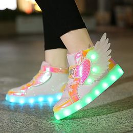 Platte schoenen Vrijetijdsschoenen voor kinderen Klein Middelgroot LED Opladen Lichtgevend USB Kleurrijk licht 231021