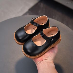 Chaussures plates en cuir pour enfants, robe de princesse pour écolières, pour spectacle scolaire, noir, Beige, blanc