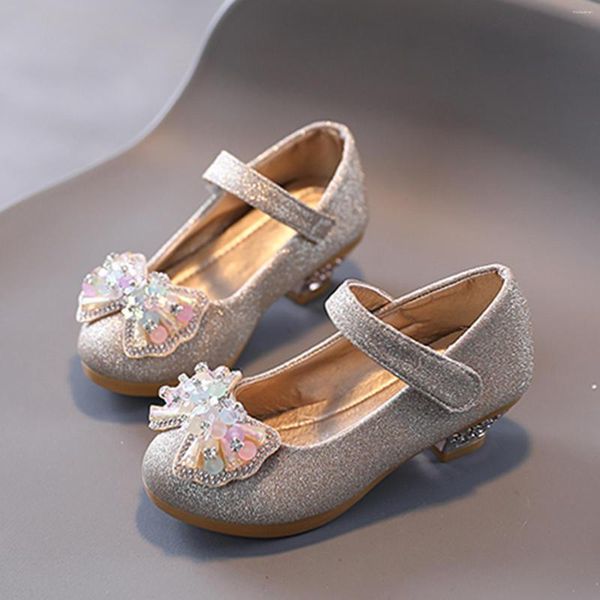 Chaussures plates Mode Enfants Infantile Enfants Bébés Filles Perle Cristal Glitter Bling Bowknot DanceSingle Princess Party Sandales En Cuir # g4