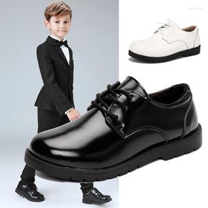 Platte schoenen echte lederen oxford kinderen jongens zwarte uitvoering studenten school