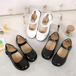 Flat Shoes Girls Leather Black and White Kids Performance Spring Autumn School Children's Princess Dress Single Single