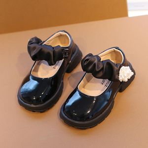 Zapatos planos niñas cuero flor perlas Mary Janes plataforma princesa niños baile fiesta niños blanco boda zapato otoño