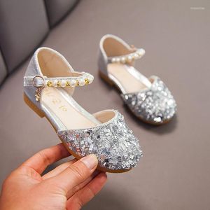 Flat Shoes Girls Princess 2023 Fashion Summer Kid's Diamond Pearl Children's Sandalias Soft Sole Non-Slipd Baotou Sandal