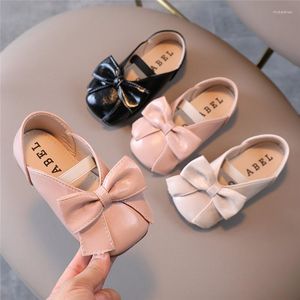 Flat Shoes Girls Princess Big Bow Mary Janes Patent Leather Boat Baby Elastic Band Ballet Flats Square Toe Slip On aan