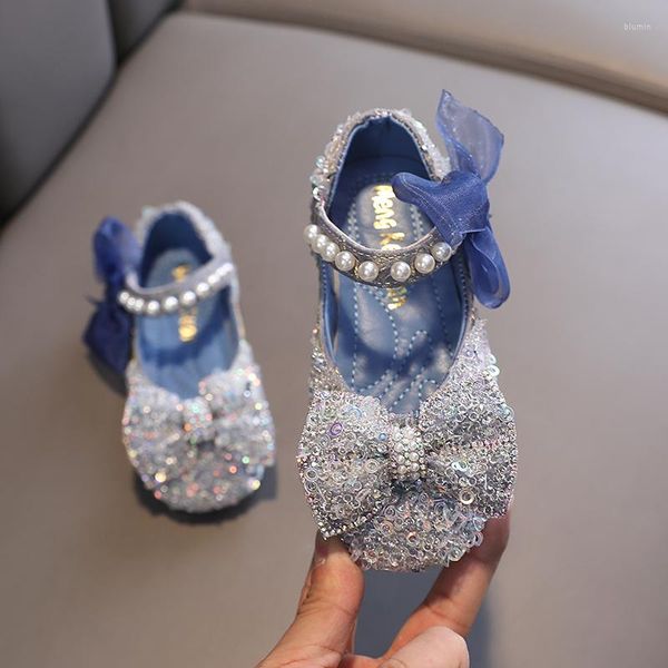 Chaussures plates filles sandales Bling Bow princesse fête danse bébé étudiant appartements enfants Performance enfants perle mariage