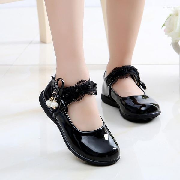 Scarpe basse Bambine Nero Festa per i più piccoli Bambini grandi Abiti per bambini in pelle Ballerine Matrimonio Classico Semplice