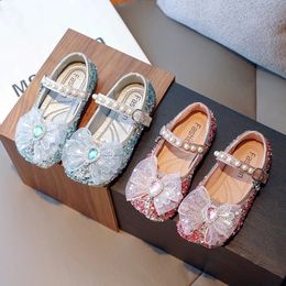 Chaussures plates Chaussures de princesse de luxe pour filles, chaussures plates à fleurs en diamant rose et bleu pour enfants, belles chaussures de fête, souples et flexibles, pour l'automne, 23-35, 231215
