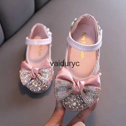 Platte Schoenen Nieuwe Ldren Leren Schoenen Strass Strik Prinses Meisjes Party Baby Student Flats Kinderen Prestaties D785H24229