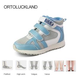 Chaussures plates Ortoluckland enfant filles chaussures bébé enfant en bas âge garçons baskets marques de luxe bleu rose maille cuir bottes orthopédiques pour enfants 231019
