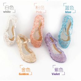 Zapatos planos Pudcoco, sandalias para niñas, sandalias de cristal de verano para niños, zapatos de tacón alto de gelatina de princesa congelada para niñas 231025