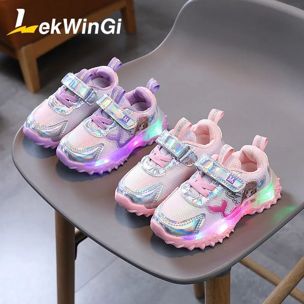 Chaussures plates Taille 21-30 baskets lumineuses filles sirène chaussures enfants chaussures de Sport respirantes pour filles baskets fille princesse tenis infantil 231019