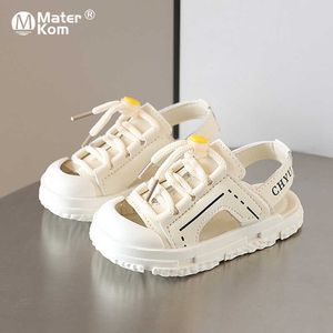 Platte schoenen maat 22-31 zomer baby teenbescherming jongens strand kinderen meisjes sport sandalen zachte bodem peuter schoenen sandalia's 1-6y p230314