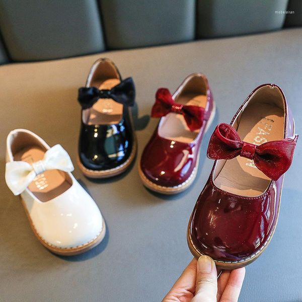 Zapatos planos primavera otoño niñas Mary Janes encaje Bowtie cuero para bebé princesa niños pisos plataforma niños vestido