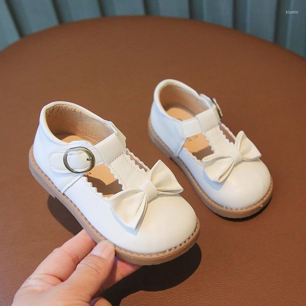 Zapatos planos primavera otoño niñas T Correa arco cuero para niños Oxford niños planos blanco Mary Jane antideslizante niño 73R