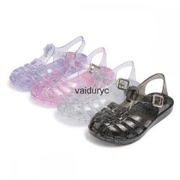 Zapatos planos novedad de verano sandalias para niños Color sólido transpirable calzado para jardín moda versátil cómodo suave CasualH24229