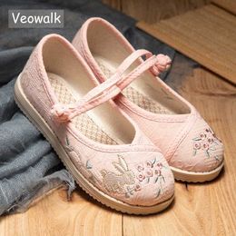 Zapatos planos Veowalk Spring y Autumn 1-15 años para niños y niñas Algodón Ballet Ballet apartamento ligero Cómodos zapatos para caminar suaves Q240523