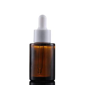 Flacon compte-gouttes en verre dépoli clair marron de 30 ml avec capuchon blanc noir Bouteille d'huile essentielle en verre de 1 oz Eafag