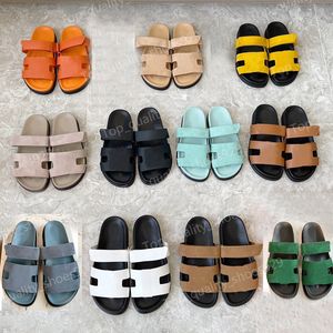 Platte dia's designer sandles chypre sandalen heren slipper dames sandalen luxe dia echt leer denim dia's man casual designer sliders zomer strand sandaal doos