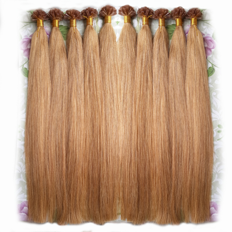 Extensão de cabelo da ponta plana extensão de keratin fusão de cabelo humano 0.5g 0.7g 1g / s 100strands de alta qualidade Itália queratina fábrica barato