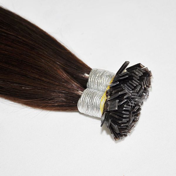 Extensions de cheveux à la kératine à pointe plate 100% cheveux humains brésiliens Remy # 4 couleur brun foncé 0.8g brin 160g 200s Lot, DHL gratuit