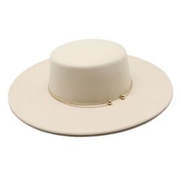 Platte Top Fedora Hoeden Voor Vrouwen Vintage Top Hoed Wide Bravel Sun Protection Hats Church Jurken Party Wedding Fedoras Cap