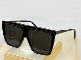 Platte top oversized zonnebril glanzende zwart grijze lenzen zonnebril 0733 cool dames mannen zomer sunnies tinten uv400 brillen met doos