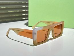 Lunettes de soleil Rectangle plate Rectangle Beige Orange Men Designer Lunettes de soleil verres d'été Lunettes de Soleil UV400 Eyewear