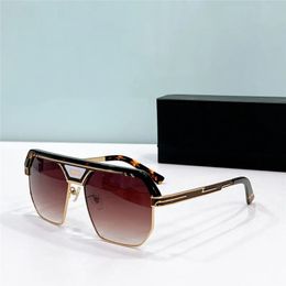 Flat Top Vintage zonnebrillen Goud bruin gearceerde mannen Designer Zonnebril 676 Vrouwen Zomertinten Sunnies Lunettes de Soleil UV400 Eyewear