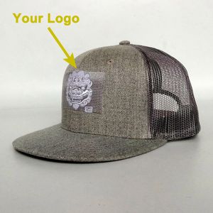 plat vizier bim kind kinderen jeugd aanzienlijke op maat gemaakte trucker snapback sluiting aangepaste honkbalhoeden aangepast aan de achterkant met mesh fishnet fabric golftennis cap