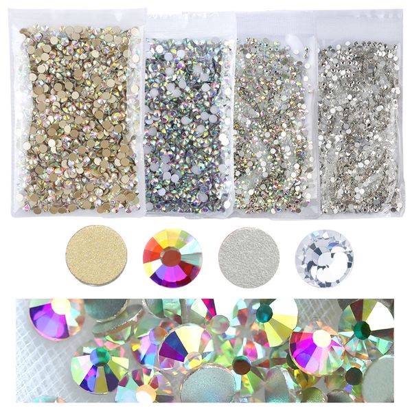 Strass à dos plat en cristal clair AB, pierres précieuses à paillettes pour artisanat, décorations, accessoires pour Nail Art