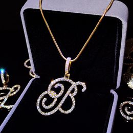 Flatfoosie Nieuwe A-Z Cursive Initial Letter Naam Pendant ketting voor vrouwen Simple Rope Chain Letter Ketting Fashion Jewelry cadeau