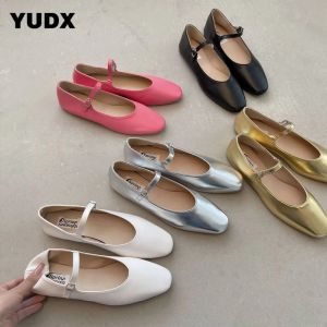 Flats 2023 Designer Soft Square Toe Ballet Flats schoenen voor vrouwen zomer comfort leer buiten ballerina's Mary Jane schoenen