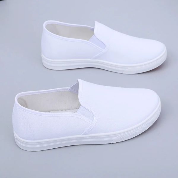 Flats 2023 Nouveau dans les femmes de la mode Chaussures blanches toile décontractée étudiante plate infirmière léger tenis de mujer flats modes chaussure femme