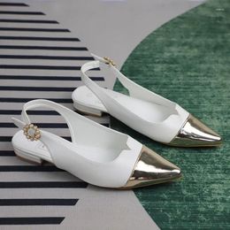Appartements 75 décontracté pointu chaussures pour femmes orteil peu profond marque de mode concepteur Slingbacks concis blanc élégant été bureau dames